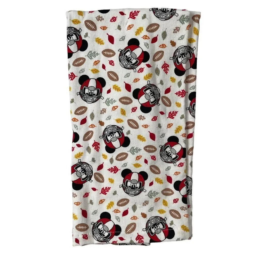 Disney Mickey‎ Mouse Fall Football Kitchen Towels Set 2 Autumn Leaves Football
